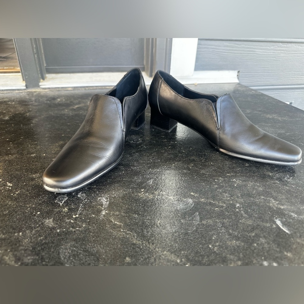 David Tate black leather loafers shoes square toe witchy comfort size 10 slip on